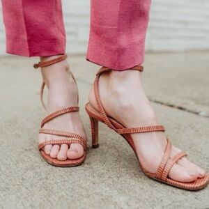 INEZ Women's Lizard skin-embossed leather Strappy Sandals